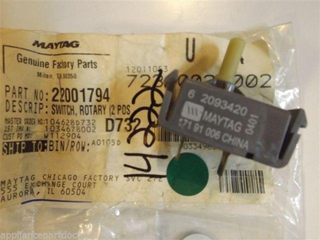 Maytag Crosley Dryer 22001794 Switch, Rotary (2 Pos) NEW IN BOX Maytag Crosley Dryer 22001794 Switch, Rotary (2 Pos) NEW IN BOX